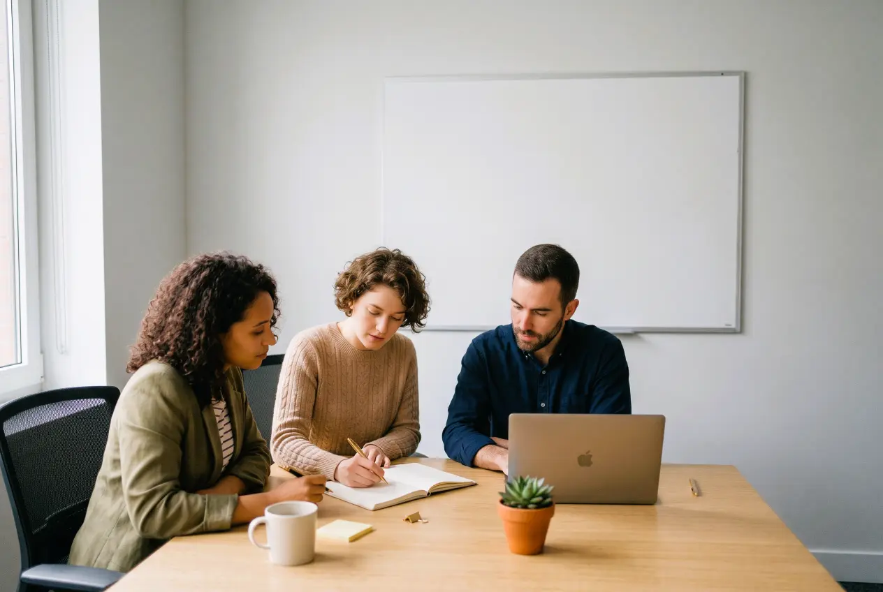 Équipe marketing en train de construire une stratégie GEO